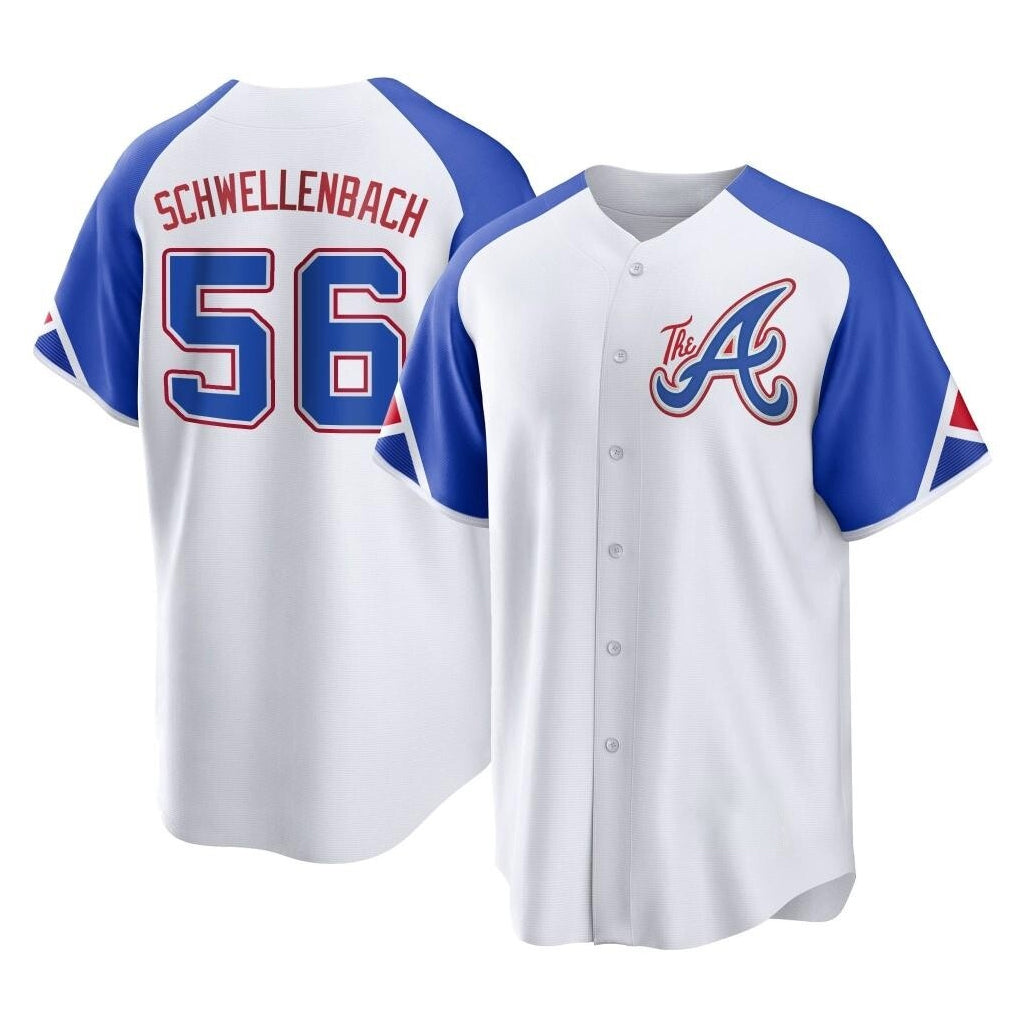 Atlanta Braves #56 Spencer Schwellenbach Player White MIKSHPS City Connect Home Game Stitched Jerseys