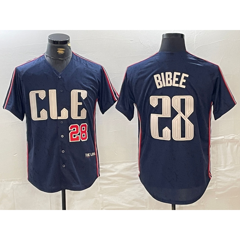 Cleveland Guardians #28 Tanner Bibee Number Navy MIKSHPS 2024 City Connect Limited Stitched Jersey