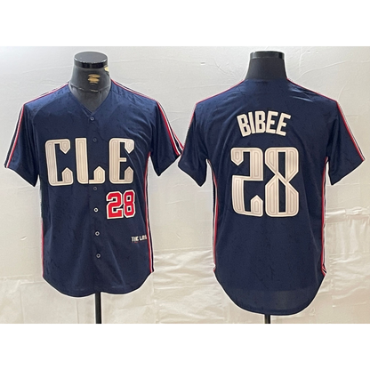 Cleveland Guardians #28 Tanner Bibee Number Navy MIKSHPS 2024 City Connect Limited Stitched Jersey