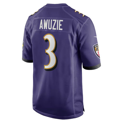 B.Ravens #3 Chidobe Awuzie Purple MIKSHPS Team Game Jersey