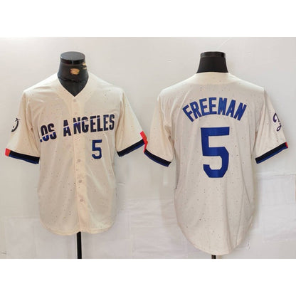 Los Angeles Dodgers #5 Freddie Freeman Number Cream MIKSHPS 2024 City Connect Limited Stitched Jerseys