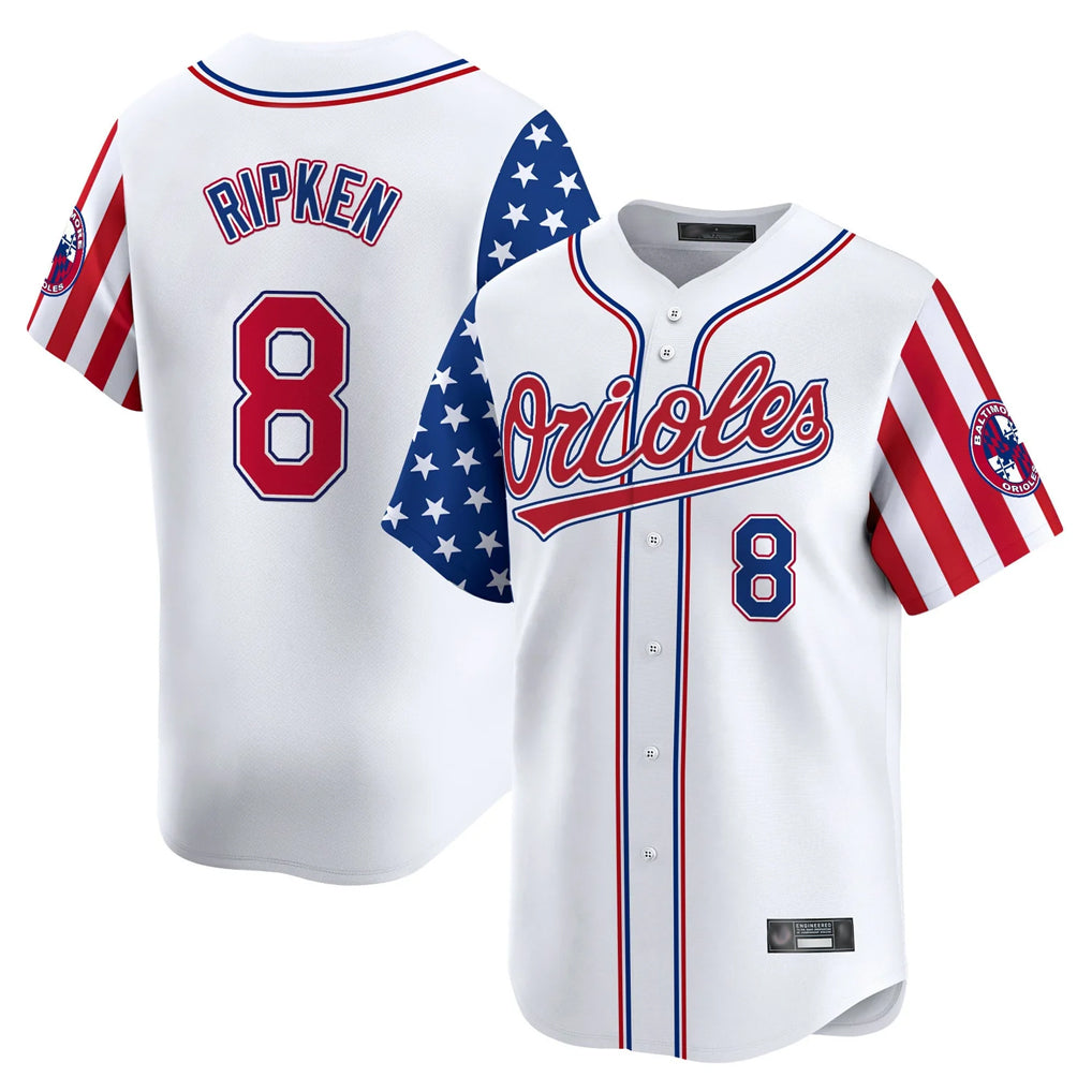 Baltimore Orioles #8 Cal Ripken Player White MIKSHPS Independence Day Vapor Premier Home Game Stitched Jerseys