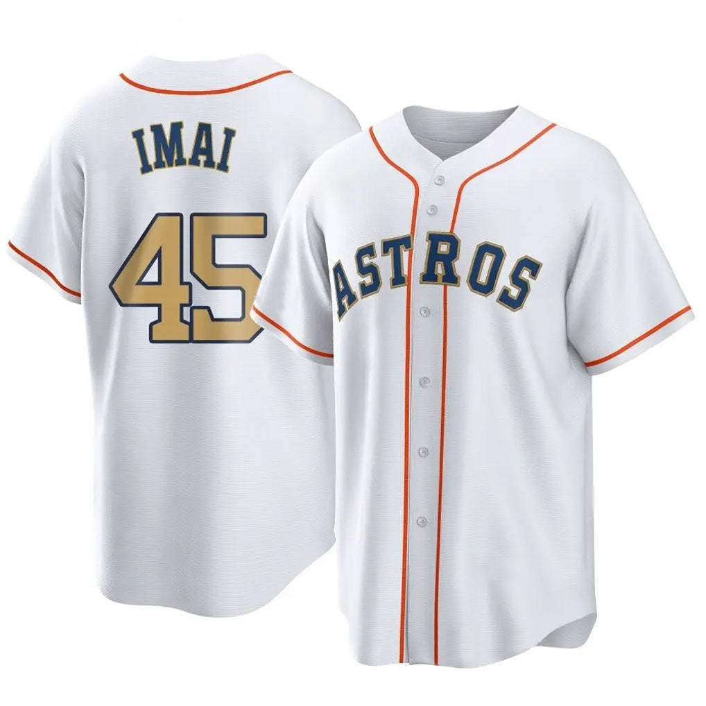 Houston Astros #45 Tatsuya Imai Player Gold MIKSHPS Collection Game Home Stitched Jerseys