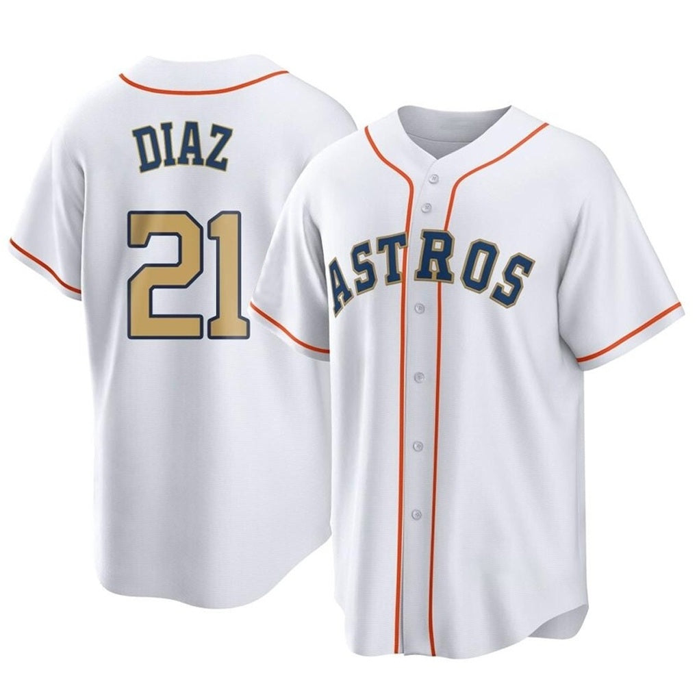 Houston Astros #21 Yainer Diaz Player Gold MIKSHPS Collection Game Home Stitched Jerseys
