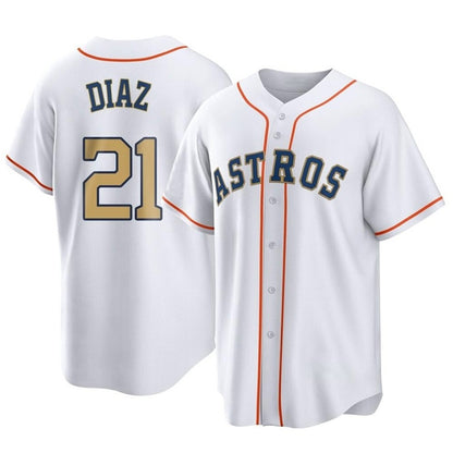 Houston Astros #21 Yainer Diaz Player Gold MIKSHPS Collection Game Home Stitched Jerseys