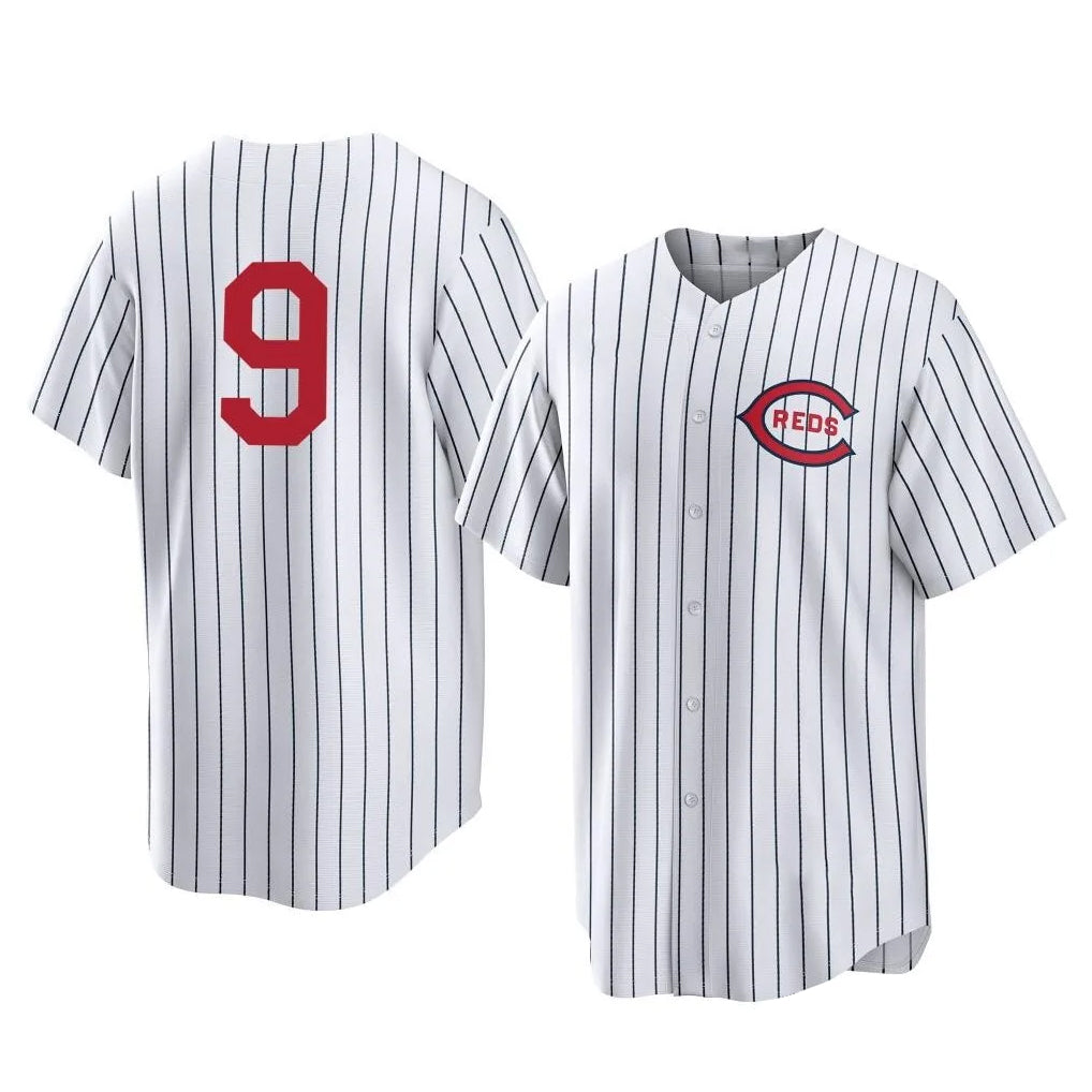 Cincinnati Reds #9 Matt McLain Player White MIKSHPS Stripe Field of Dreams Game Home Stitched Jerseys