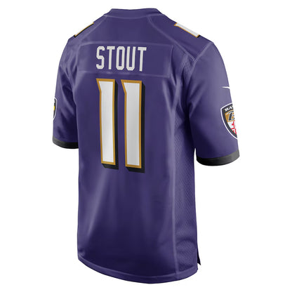 B.Ravens #11 Jordan Stout Purple MIKSHPS Player Game Jersey