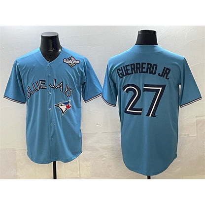 Toronto Blue Jays #27 Vladimir Guerrero Jr. Blue MIKSHPS 2025 World Series Cool Base Stitched Jersey