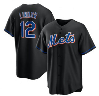 New York Mets #12 Francisco Lindor Black MIKSHPS 2022 Cool Base Stitched Jersey