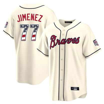 Atlanta Braves #77 Joe Jimenez Player Cream MIKSHPS USA 250 Fourth Of July Limited Home Game Stitched Jerseys