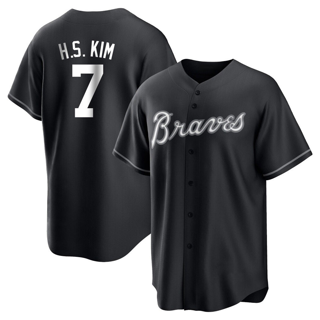 Atlanta Braves #7 Ha-Seong Kim Player Black MIKSHPS Home Game Stitched Jerseys
