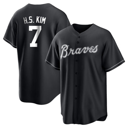 Atlanta Braves #7 Ha-Seong Kim Player Black MIKSHPS Home Game Stitched Jerseys