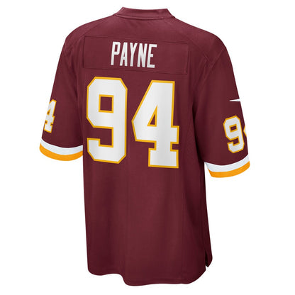 W.Football Team #94 Daron Payne Burgundy MIKSHPS Game Player Jersey