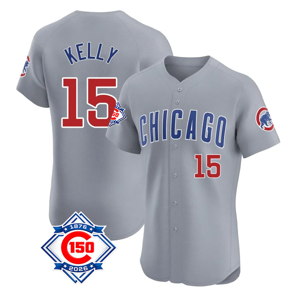 Chicago Cubs #15 Carson Kelly Player Gray MIKSHPS Road 150th Anniversary Limited Elite Home Stitched Jerseys