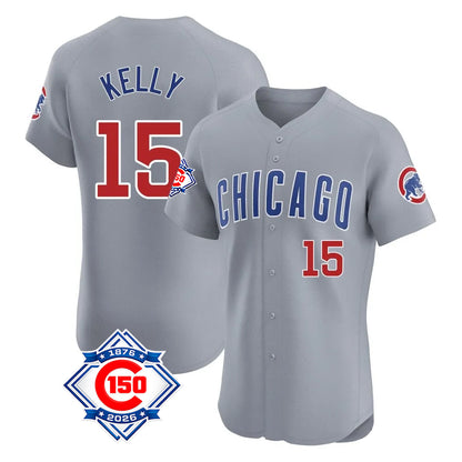 Chicago Cubs #15 Carson Kelly Player Gray MIKSHPS Road 150th Anniversary Limited Elite Home Stitched Jerseys
