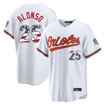 Baltimore Orioles #25 Pete Alonso Player White MIKSHPS USA 250 Fourth of July Home Game Stitched Jerseys