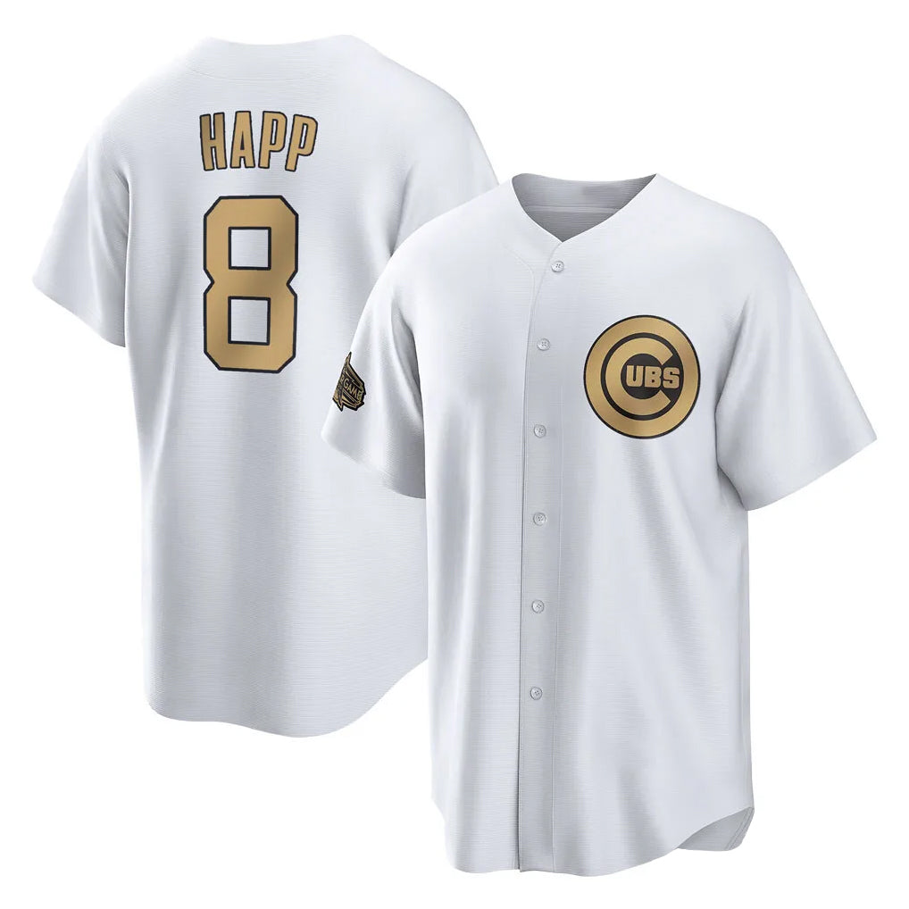 Chicago Cubs #8 Ian Happ Player Gold MIKSHPS All-Star Game Home Stitched Jerseys