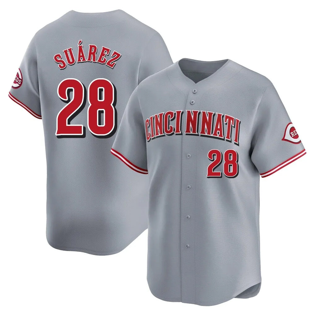 Cincinnati Reds #28 Eugenio Su¨¢rez Player Gray MIKSHPS Home Limited Stitched Jerseys
