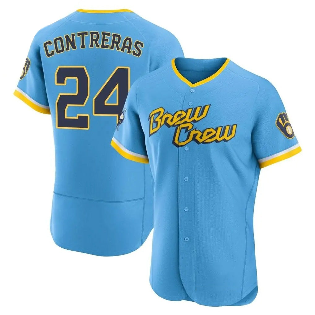Milwaukee Brewers #24 William Contreras Player Light Blue MIKSHPS City Connect Home Limited Elite Stitched Jerseys