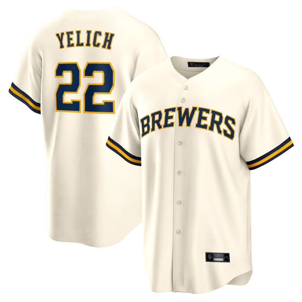 Milwaukee Brewers #22 Christian Yelich Player Cream MIKSHPS Home Game Stitched Jerseys
