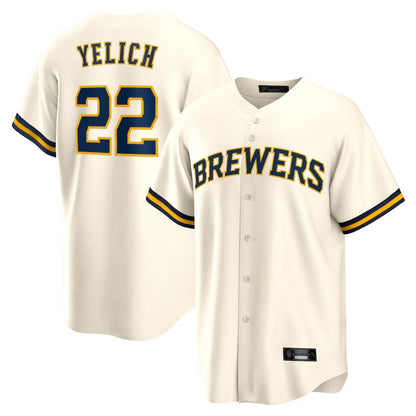 Milwaukee Brewers #22 Christian Yelich Player Cream MIKSHPS Home Game Stitched Jerseys