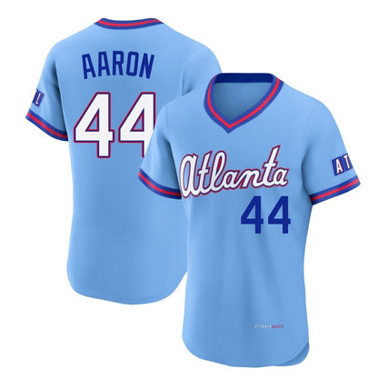 Atlanta Braves #44 Hank Aaron Player Powder Blue MIKSHPS 2026 City Connect T-shirt Limited Elite Home Game Stitched Jerseys
