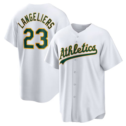 Oakland Athletics #23 Shea Langeliers White MIKSHPS Home Replica Jersey