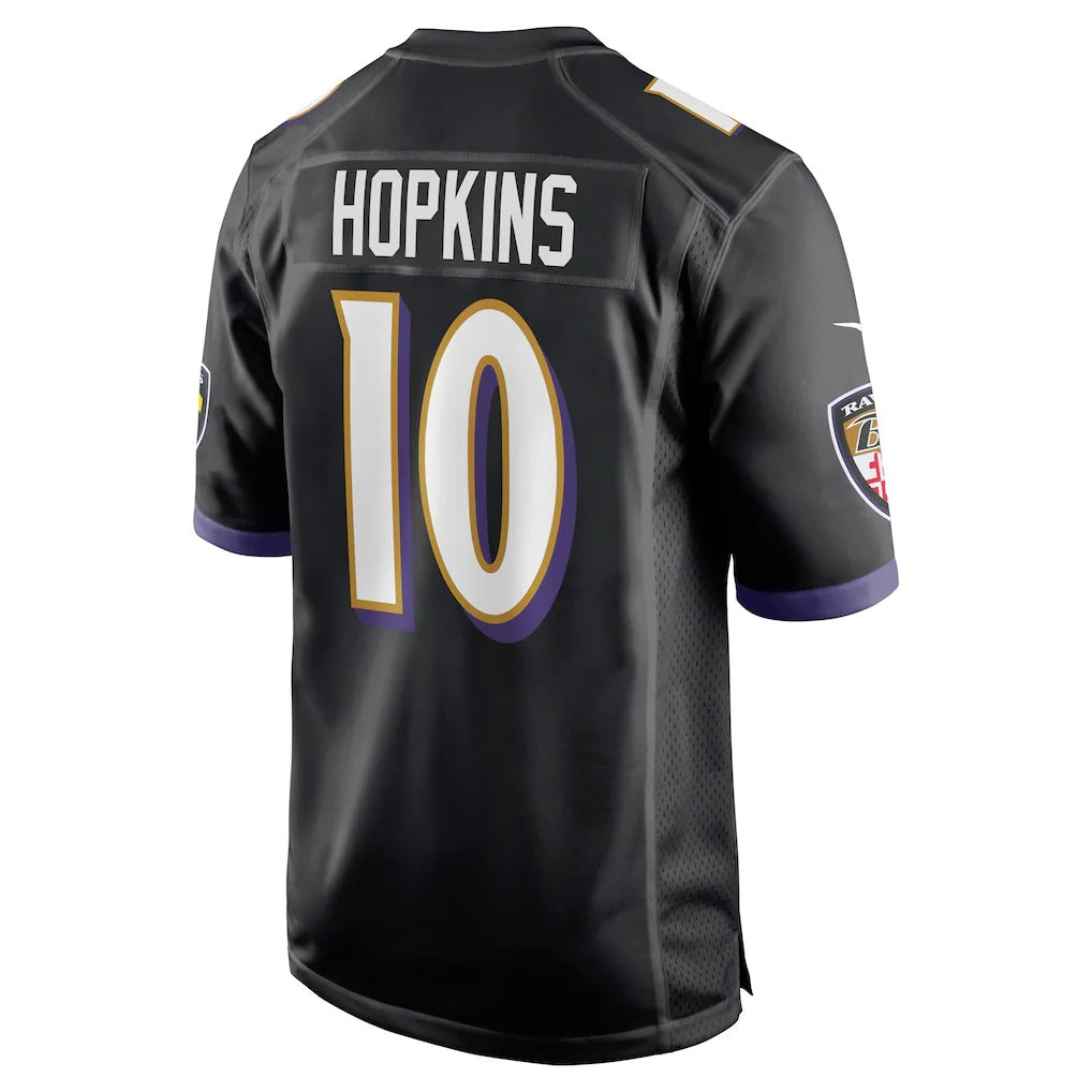 B.Ravens #10 DeAndre Hopkins Black MIKSHPS Alternate Game Jersey