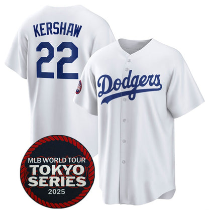Los Angeles Dodgers #22 Clayton Kershaw White MIKSHPS 2025 World Tour Tokyo Series Home Stitched Jersey