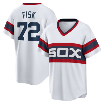 Chicago White Sox #72 Carlton Fisk White MIKSHPS Home Cooperstown Collection Team Player Jersey