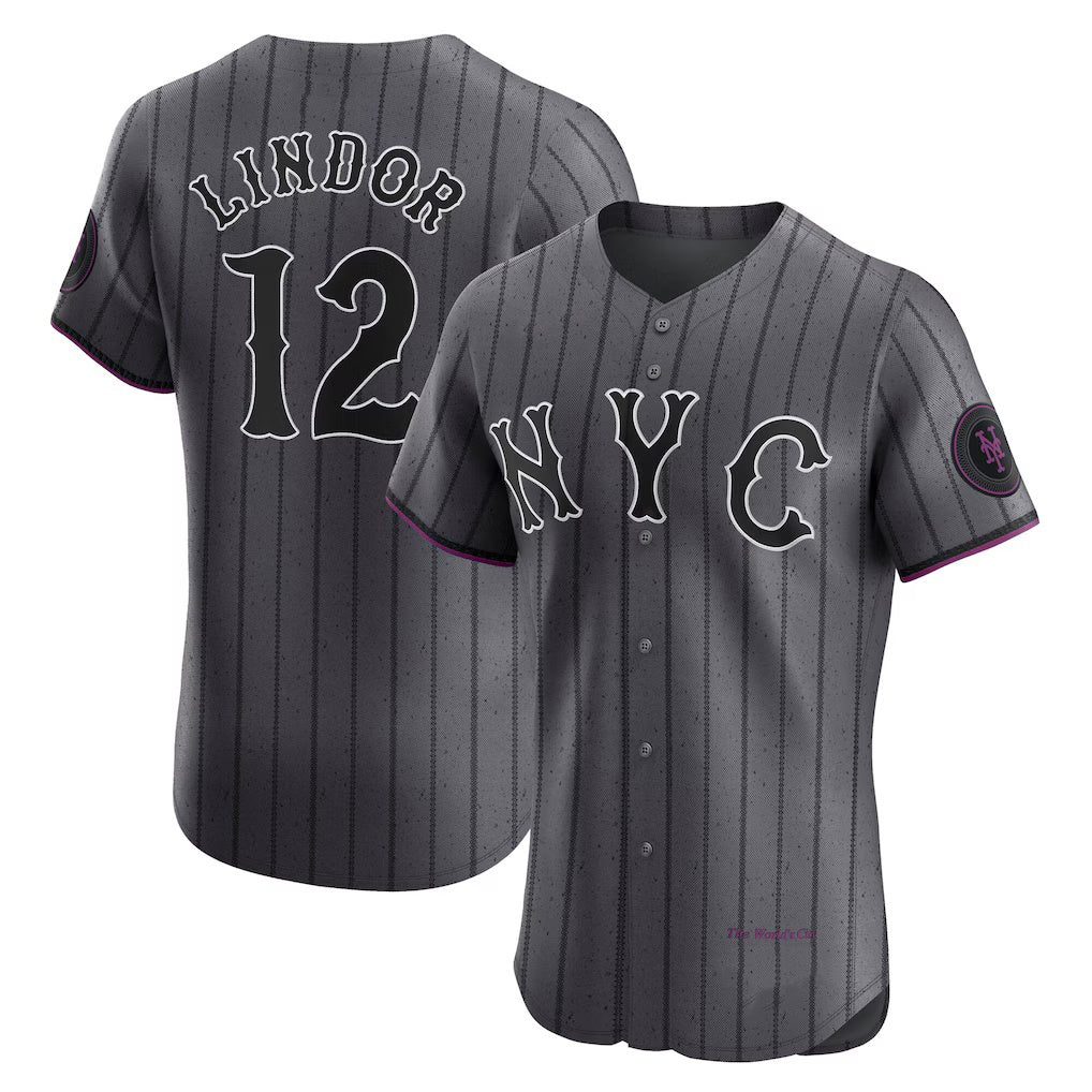New York Mets #12 Francisco Lindor Gray MIKSHPS City Connect Elite Jersey