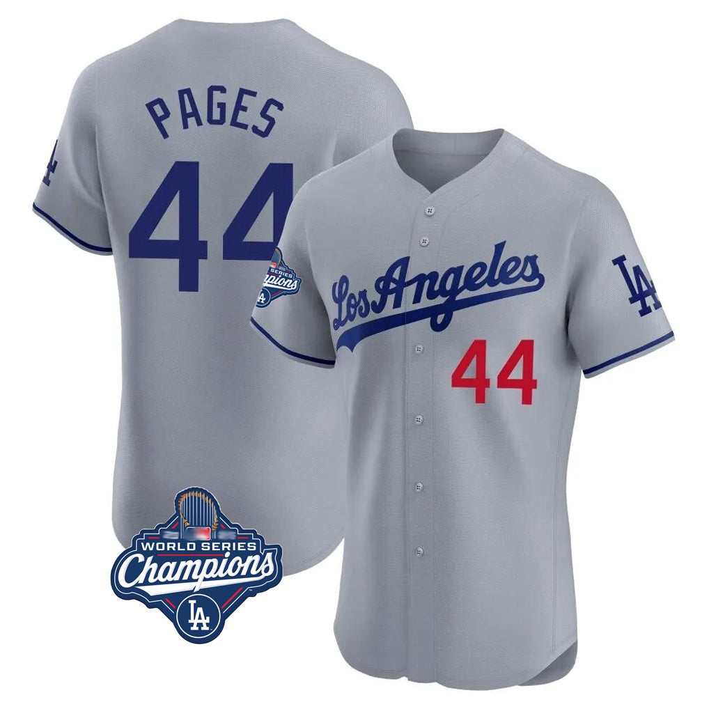 Los Angeles Dodgers #44 Andy Pages Player Gray MIKSHPS World Series Meet Limited Elite Home Stitched Jerseys
