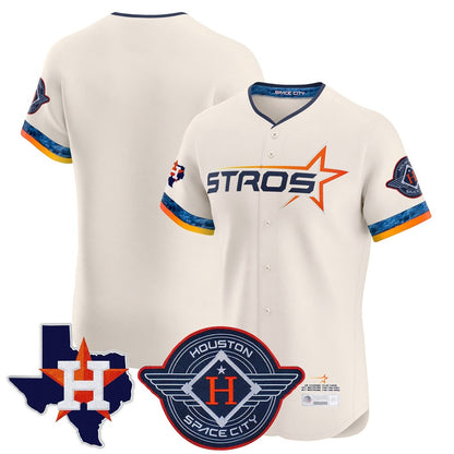 Houston Astros Blank Player Cream MIKSHPS City Connect Texas Patch Vapor Premier Limited Elite Home Stitched Jerseys