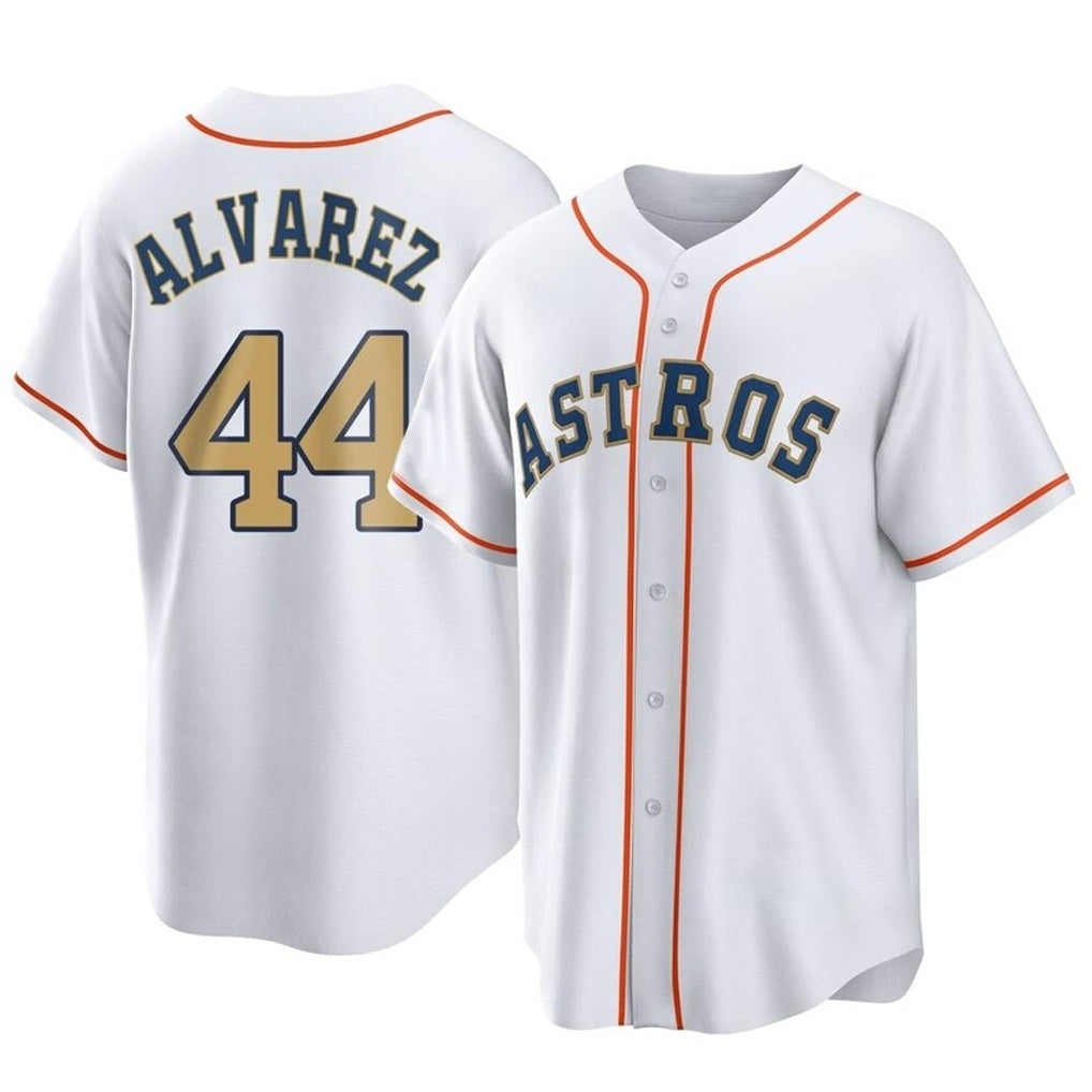 Houston Astros #44 Yordan Alvarez Player Gold MIKSHPS Collection Game Home Stitched Jerseys