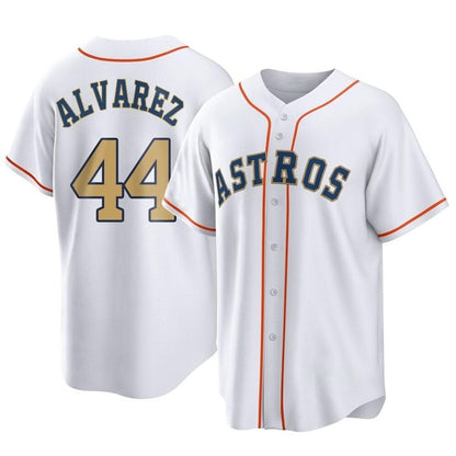 Houston Astros #44 Yordan Alvarez Player Gold MIKSHPS Collection Game Home Stitched Jerseys