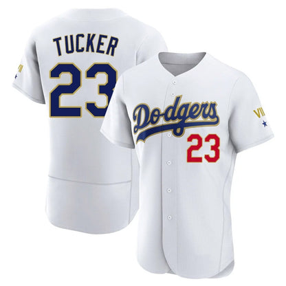 Los Angeles Dodgers #23 Kyle Tucker Player Gold White MIKSHPS 2026 Collection Stadium Limited Elite Stitched Jerseys