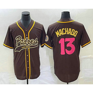 San Diego Padres #13 Manny Machado Brown MIKSHPS NEW 2023 City Connect Cool Base Stitched Jersey 2