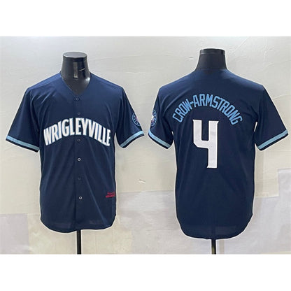 Chicago Cubs #4 Pete Crow-Armstrong Navy MIKSHPS City Connect Stitched Jersey