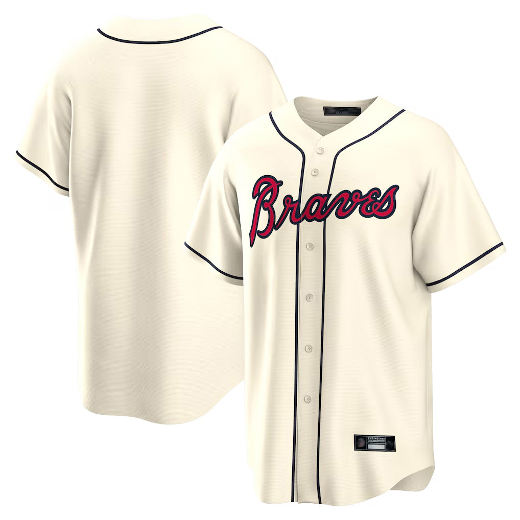 Atlanta Braves Cream MIKSHPS Home Game Blank Player Stitched Jerseys