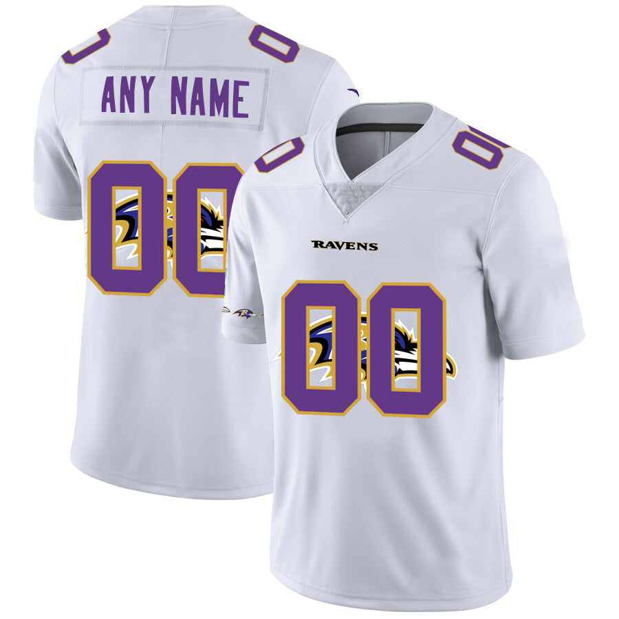 Custom B.Ravens White MIKSHPS Team Big Logo Vapor Untouchable Limited Jersey