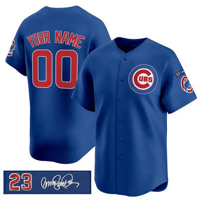 Custom Chicago Cubs Active Player Royal MIKSHPS 'Ryne Sandberg Tribute' Vapor Limited V3 Stitched Jersey