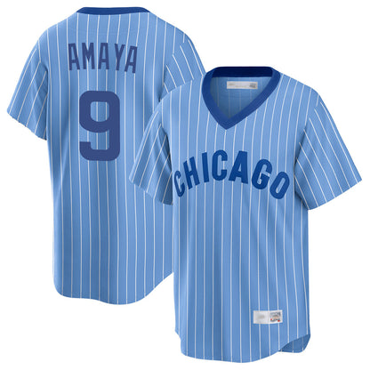 Chicago Cubs #9 Miguel Amaya Player Blue MIKSHPS T-shirt Cooperstown Collection Limited Stitched Jerseys