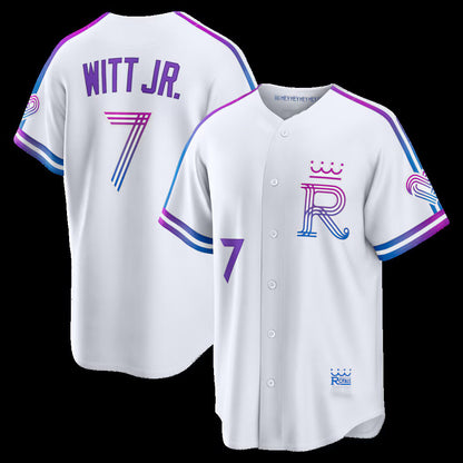 Kansas City Royals #7 Bobby Witt Jr. White MIKSHPS 2026 City Connect Stadium Jersey