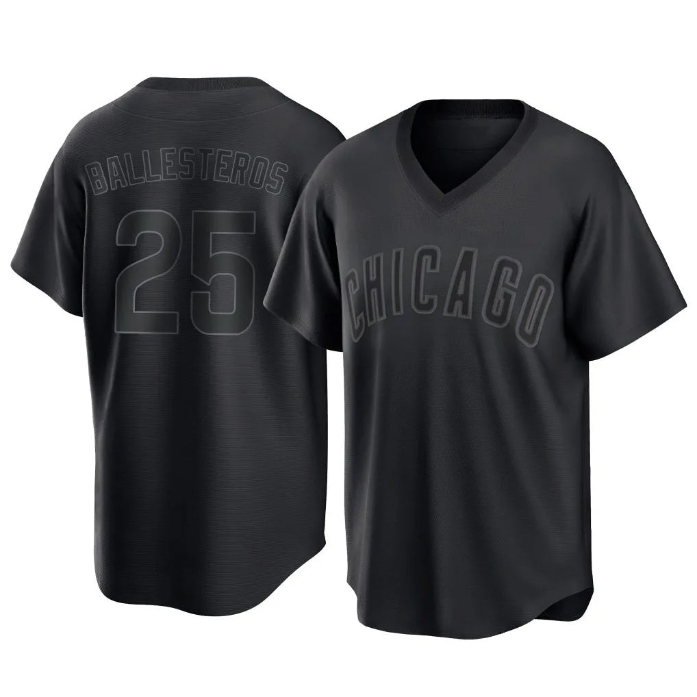 Chicago Cubs #25 Moises Ballesteros Player Black MIKSHPS T-shirt Home Game Stitched Jerseys