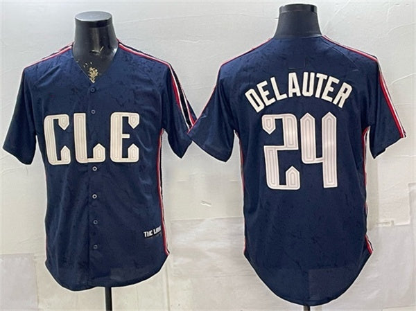 Cleveland Guardians #24 Chase DeLauter Navy MIKSHPS 2024 City Connect Limited Stitched Jersey