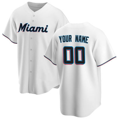 Custom Miami Marlins White MIKSHPS Home Replica Jersey