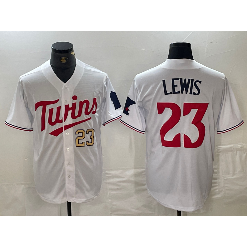 Minnesota Twins #23 Royce Lewis Number White MIKSHPS Stitched Cool Base Jerseys
