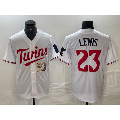 Minnesota Twins #23 Royce Lewis Number White MIKSHPS Stitched Cool Base Jerseys