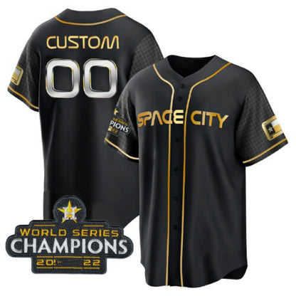 Custom Houston Astros Active Player Black Gold MIKSHPS 2022 World Series Stitched Jersey