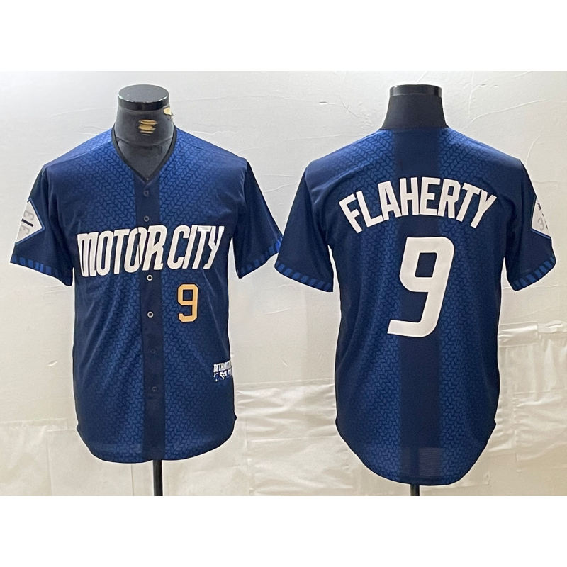 Detroit Tigers #9 Jack Flaherty Number 2024 Navy MIKSHPS City Connect Cool Base Limited Stitched Jersey 2